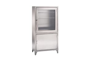 KAY CABINET 30"W X 58"H X 16"D W/(1) GLASS UPPER DOOR W/(1) SOLID LOWER DOOR W/(2) S/S SHELVES by Blickman KAY CABINET 30"W X 58"H X 16"D W/(1) GLASS UPPER DOOR W/(1) SOLID LOWER DOOR W/(2) S/S SHELVES by Blickman