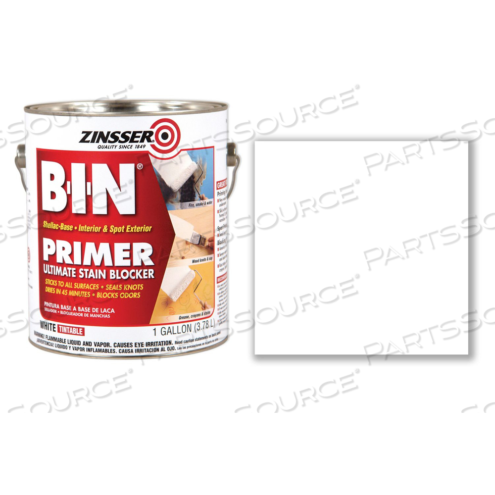 BIN SHELLAC-BASE INTERIOR AND SPOT EXTERIOR PRIMER, FLAT WHITE, 1 GAL BUCKET/PAIL by Zinsser BIN SHELLAC-BASE INTERIOR AND SPOT EXTERIOR PRIMER, FLAT WHITE, 1 GAL BUCKET/PAIL by Zinsser