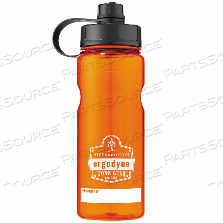 PLASTIC WIDE MOUTH WATER BOTTLE, 1 LITER, ORANGE by Ergodyne