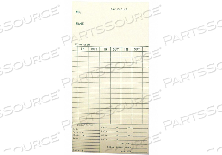 TIME CARDS FOR BX-1500, BI-WEEKLY, 250/PACK by Amano