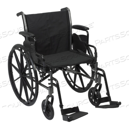 LIGHTWEIGHT WHEELCHAIR WITH FLIP BACK, PADDED, REMOVABLE ARM, COMPOSITE MAG WHEEL, 20 IN. SEAT, SWING-AWAY FOOTREST, 300 LBS. by McKesson LIGHTWEIGHT WHEELCHAIR WITH FLIP BACK, PADDED, REMOVABLE ARM, COMPOSITE MAG WHEEL, 20 IN. SEAT, SWING-AWAY FOOTREST, 300 LBS. by McKesson