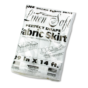 TABLE SET LINEN-LIKE TABLE SKIRTING, POLYESTER, 29" X 14 FT, WHITE by Tablemate TABLE SET LINEN-LIKE TABLE SKIRTING, POLYESTER, 29" X 14 FT, WHITE by Tablemate