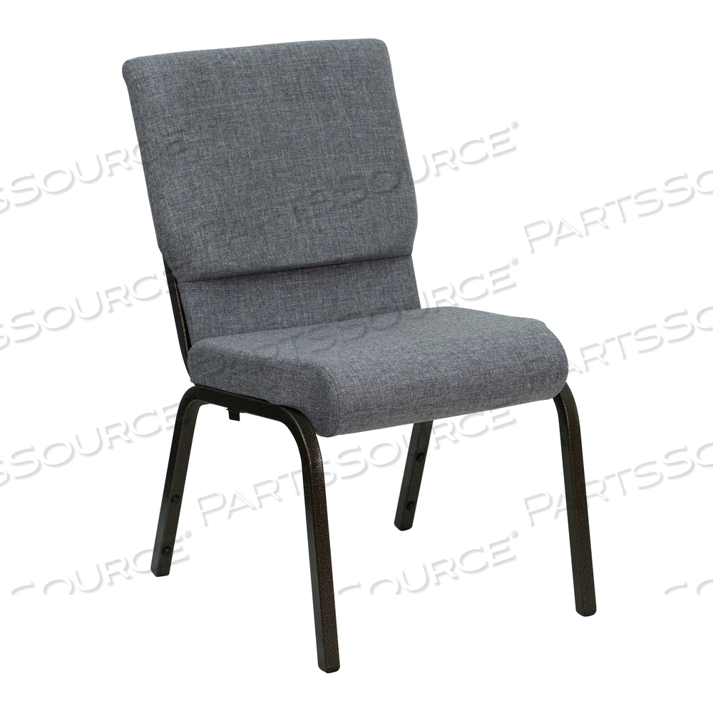HERCULES SERIES 18.5''W STACKING CHURCH CHAIR IN GRAY FABRIC - GOLD VEIN FRAME by Flash Furniture