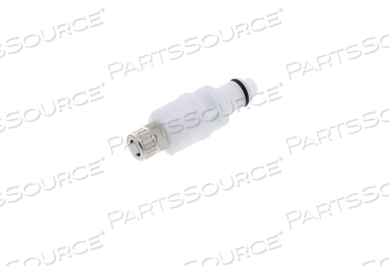 VALVED MULTI MOUNT COUPLING INSERT, 0.17 IN ID, 1/4 IN OD, ACETAL COPOLYMER, WHITE, PTF CONNECTION, 240 PSI, -40 TO 180 DEG F by Colder Products Company