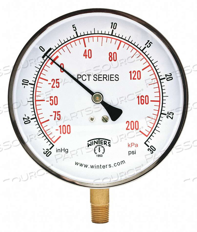COMPOUND GAUGE 4-1/2 DIAL SIZE SILVER by Winters Instruments