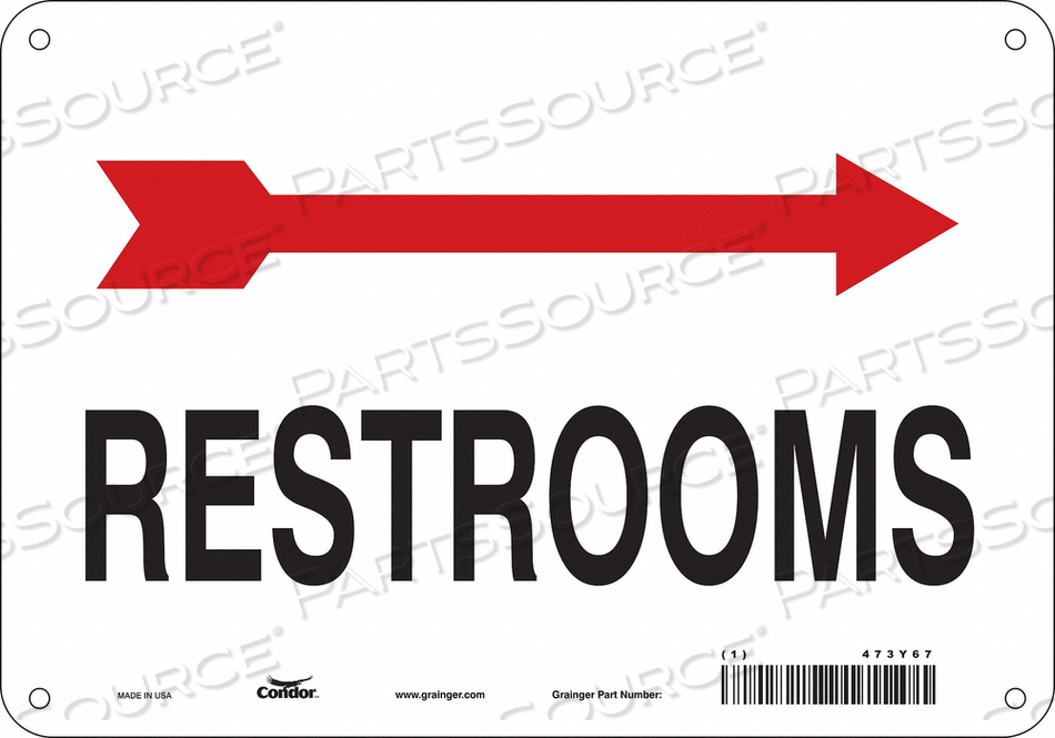 RESTROOM SIGN, VERTICAL RECTANGLE, NUMBER OF PRINTED SIDES 1, ENGLISH, SIGN LEGEND RESTROOM, SIGN LEGEND BACKGROUND COLOR WHITE, SIGN LEGEND by Condor RESTROOM SIGN, VERTICAL RECTANGLE, NUMBER OF PRINTED SIDES 1, ENGLISH, SIGN LEGEND RESTROOM, SIGN LEGEND BACKGROUND COLOR WHITE, SIGN LEGEND by Condor