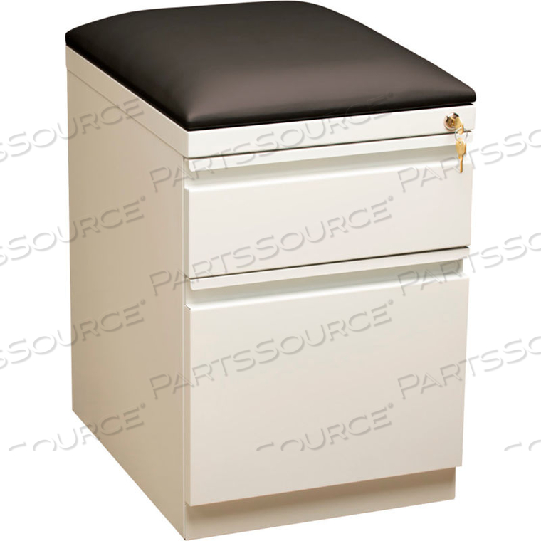 20" DEEP MOBILE PEDESTAL BOX/FILE WITH BLACK SEAT CUSHION - WHITE by Hirsh 20" DEEP MOBILE PEDESTAL BOX/FILE WITH BLACK SEAT CUSHION - WHITE by Hirsh