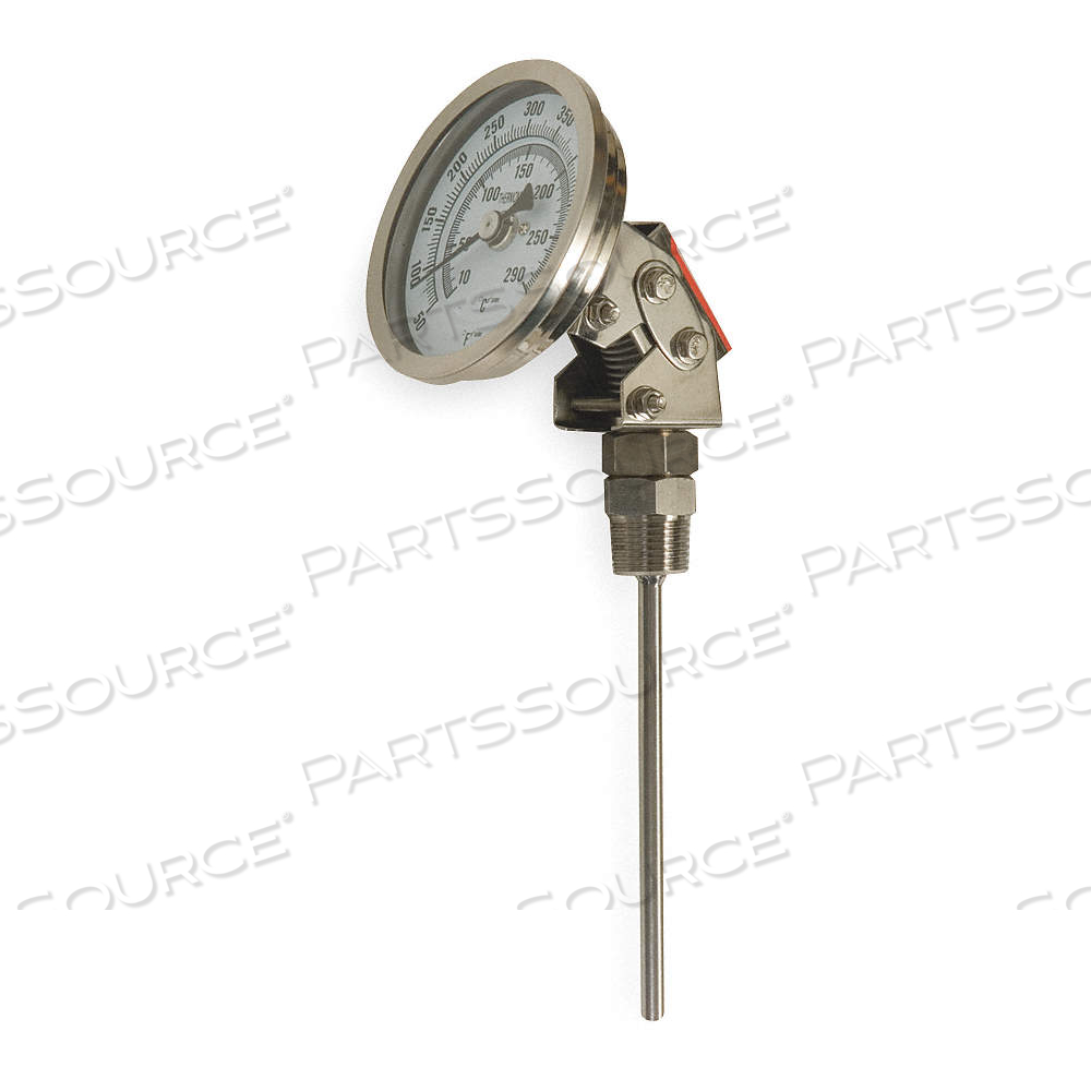 DIAL THERMOMETER, ADJ-ANGLE, 50° TO 550°F/10° TO 290°C, 1/2 IN NPT, 4 IN STEM LG, 3 IN DIAL DIA by Approved Vendor DIAL THERMOMETER, ADJ-ANGLE, 50° TO 550°F/10° TO 290°C, 1/2 IN NPT, 4 IN STEM LG, 3 IN DIAL DIA by Approved Vendor