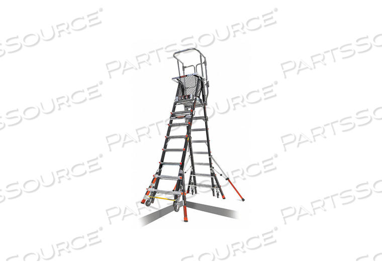 FIBERGLASS AERIAL SAFETY CAGE LADDER, 8-14' TYPE 1AA by Little Giant