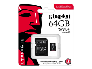 INDUSTRIAL, FLASH MEMORY CARD (MICROSDXC TO SD ADAPTER INCLUDED), 64 GB, A1 / VIDEO CLASS V30 / UHS-I U3 / CLASS10, MICROSDXC UHS-I by Kingston Technology
