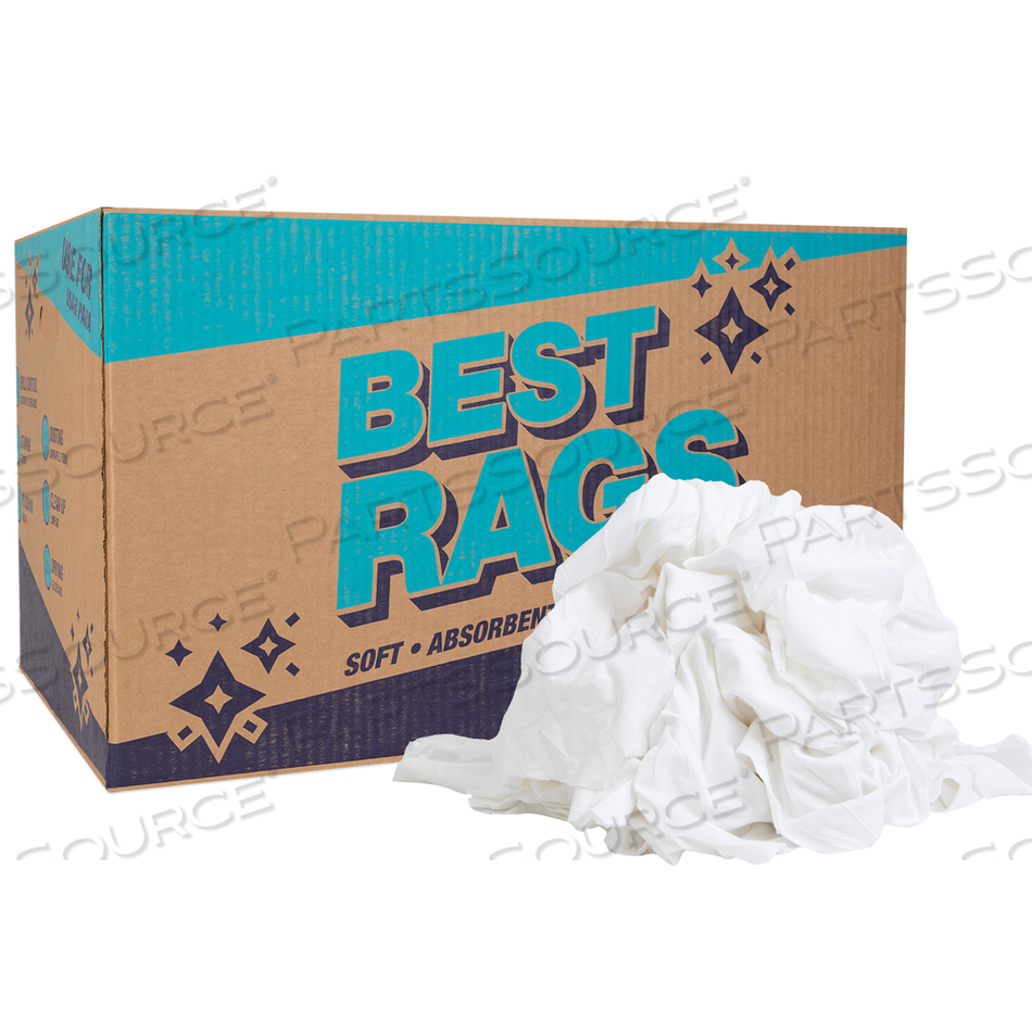 T-SHIRT CLEANING RAGS - WHITE - NEW - 25 LB BOX by Monarch Brands Inc.