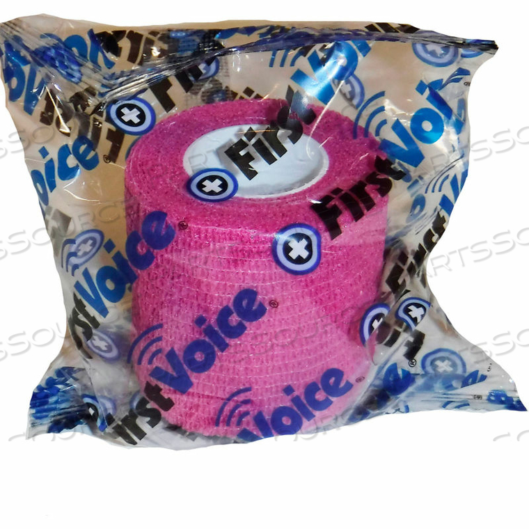 FIRST VOICE 2" X 5 YARDS SELF ADHESIVE BANDAGE, NON-LATEX, BRIGHT PINK, PACK OF 4 by First Voice