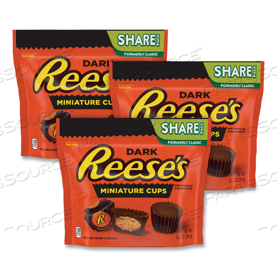 PEANUT BUTTER CUPS MINIATURES SHARE PACK, DARK CHOCOLATE, 10.2 OZ BAG, 3 BAGS/PACK 