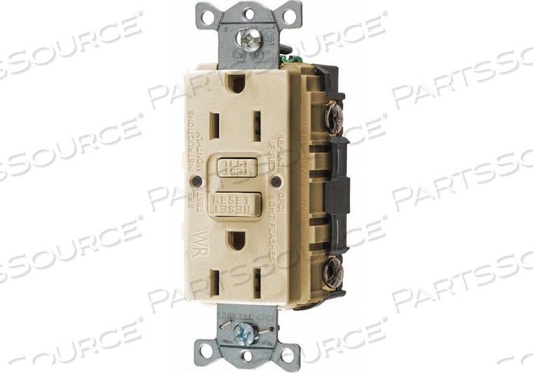 GFCI RCEPTCLE COMMER. IVRY 15A 0.5 HP by Hubbell Incorporated, Wiring Device-Kellums GFCI RCEPTCLE COMMER. IVRY 15A 0.5 HP by Hubbell Incorporated, Wiring Device-Kellums