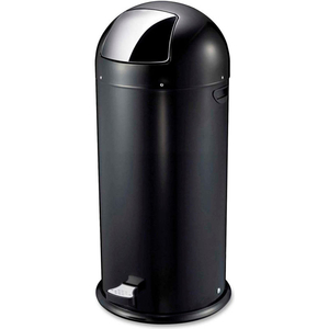 ROUND-TOP PEDAL RECEPTACLE BIN 13-1/2 GAL. STEEL BLACK by Genuine Joe