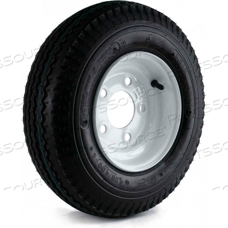 KENDA LOADSTAR TRAILER TIRE AND 5-HOLE WHEEL (5/4.5) - 480/400-8 LRC - 6 PLY by Martin Wheel Co.