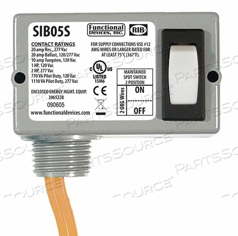PREWIRED ROCKER SWITCH SPST 20A@277VAC by RIB PREWIRED ROCKER SWITCH SPST 20A@277VAC by RIB