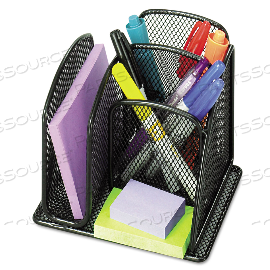 ONYX MESH MINI ORGANIZER, 3 COMPARTMENTS, STEEL, 6 X 5.25 X 5.25, BLACK by Safco ONYX MESH MINI ORGANIZER, 3 COMPARTMENTS, STEEL, 6 X 5.25 X 5.25, BLACK by Safco
