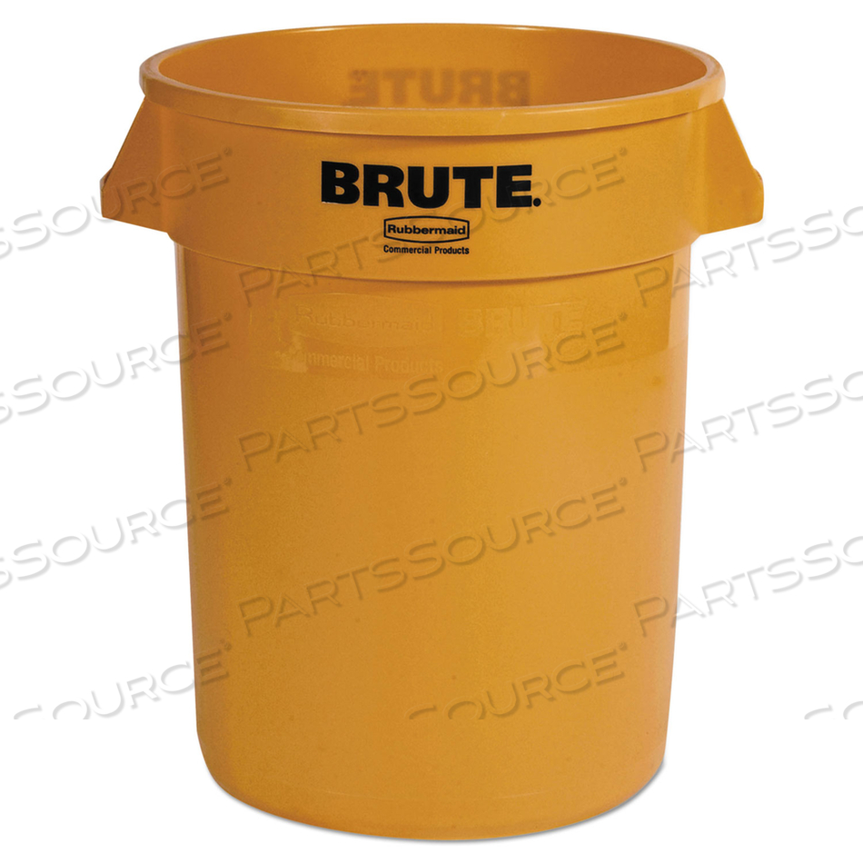 VENTED ROUND BRUTE CONTAINER, 32 GAL, PLASTIC, YELLOW by Rubbermaid Medical Division