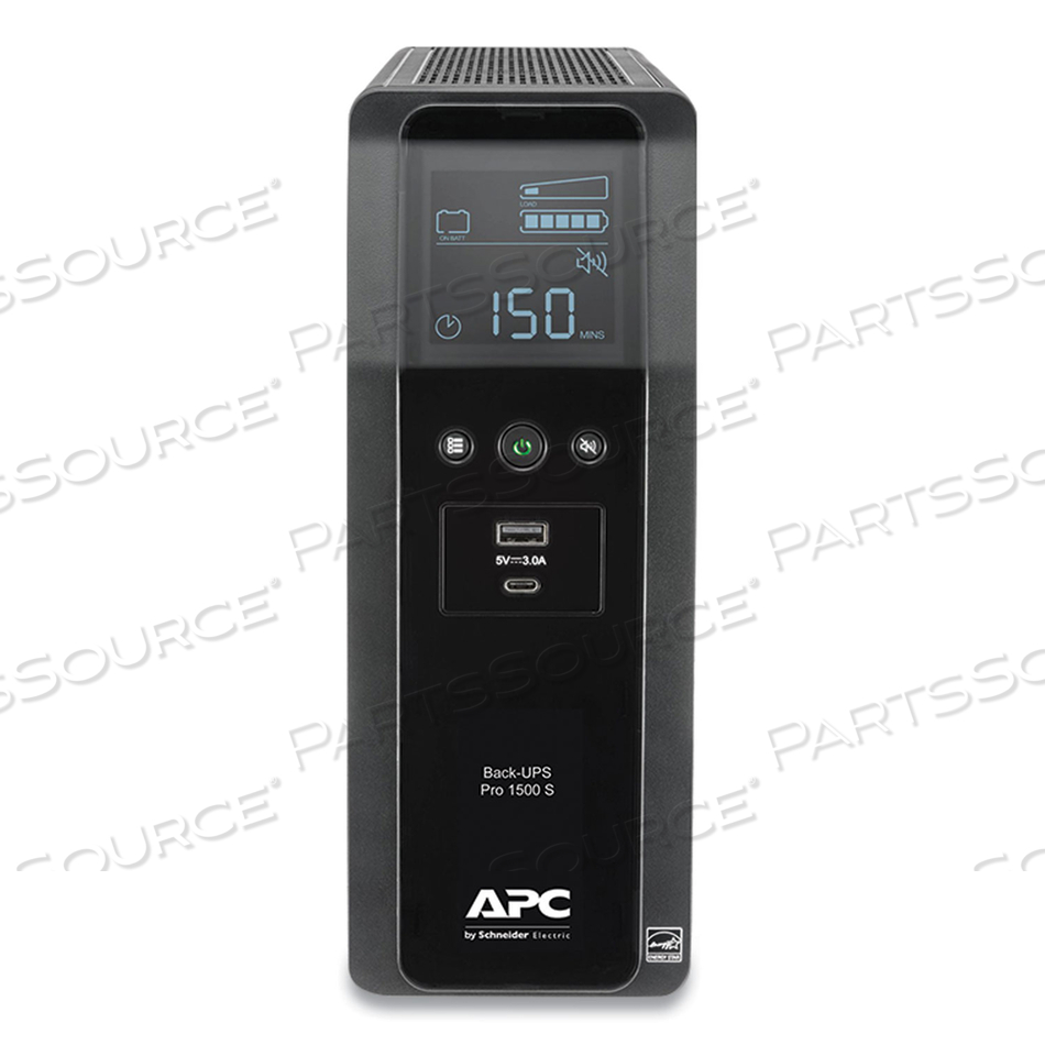 APC BACK-UPS PRO 1500S, 1500VA, 120V, SINEWAVE, AVR, LCD, 2 USB CHARGING PORTS, 10 NEMA OUTLETS by APC / American Power Conversion