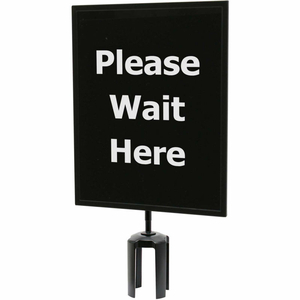 ACRYLIC SIGN, DOUBLE SIDED ECONOMY LINE, "PLEASE WAIT HERE", 11"WX14"H, BLACK/WHITE by Queueway ACRYLIC SIGN, DOUBLE SIDED ECONOMY LINE, "PLEASE WAIT HERE", 11"WX14"H, BLACK/WHITE by Queueway