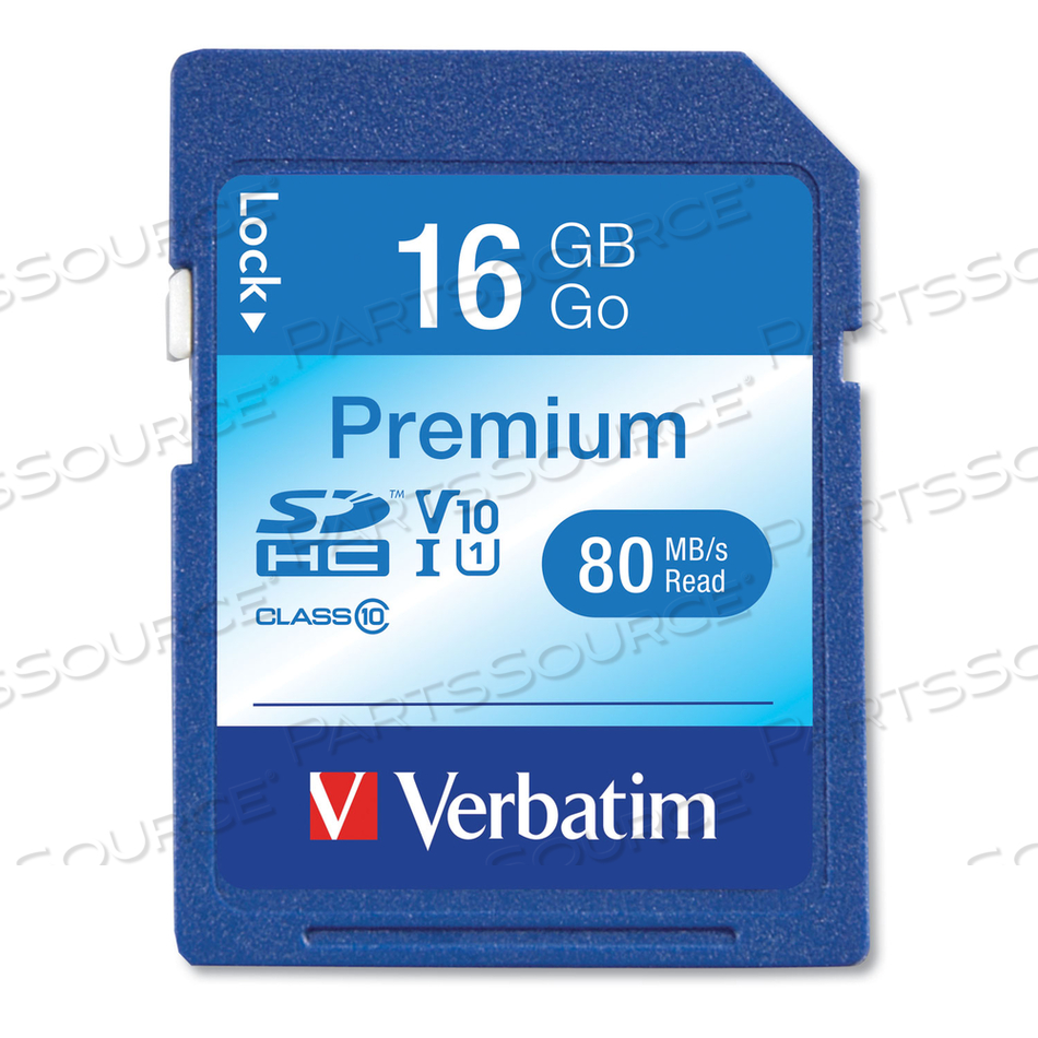 16GB PREMIUM SDHC MEMORY CARD, UHS-I V10 U1 CLASS 10, UP TO 80MB/S READ SPEED by Verbatim 16GB PREMIUM SDHC MEMORY CARD, UHS-I V10 U1 CLASS 10, UP TO 80MB/S READ SPEED by Verbatim
