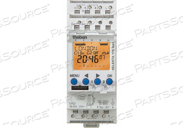 ELECTR TIMER DIN RAIL ASTRO 24HR/7D 2CHN by Theben