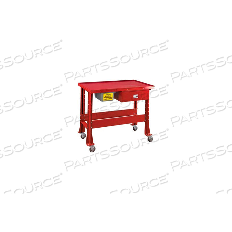 STANDARD TEAR-DOWN/FLUID CONTAINMENT BENCH-PORTABLE, 48"W X 32"D-CARMINE RED 