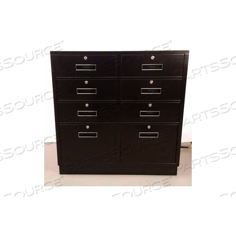 TELLER PEDESTAL CABINET - 6 DRAWERS 2 LEGAL DRAWERS 37"W X 19"D X 38-1/2"H BLACK 