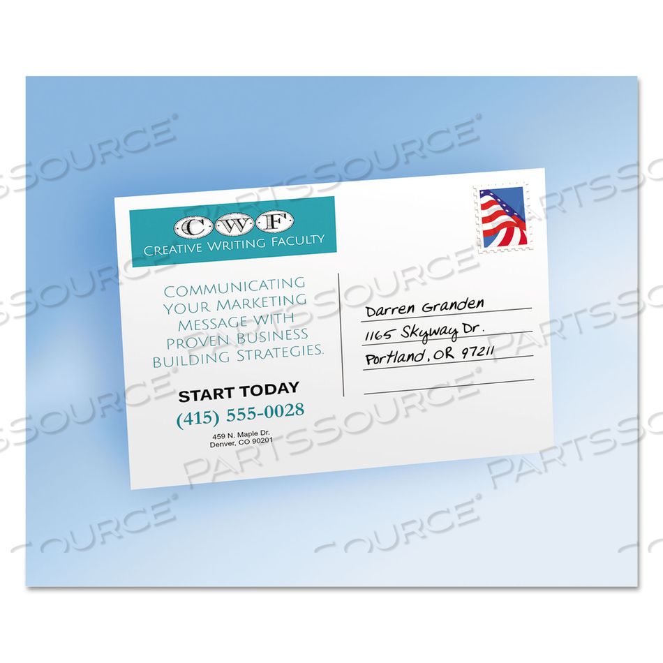 POSTCARDS FOR LASER PRINTERS, 4 1/4 X 5 1/2, UNCOATED WHITE, 4/SHEET by Avery POSTCARDS FOR LASER PRINTERS, 4 1/4 X 5 1/2, UNCOATED WHITE, 4/SHEET by Avery