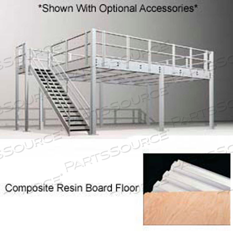 9'H PRE-ENGINEERED MEZZANINE (12'W X 48'D) WITH RESIN BOARD OVER 1-1/2" CORRUGATED STEEL DECK 