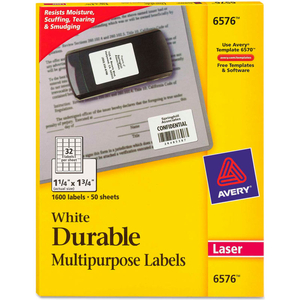 PERMANENT DURABLE ID LASER LABELS, 1-1/4 X 1-3/4, WHITE, 1600/PACK by Avery