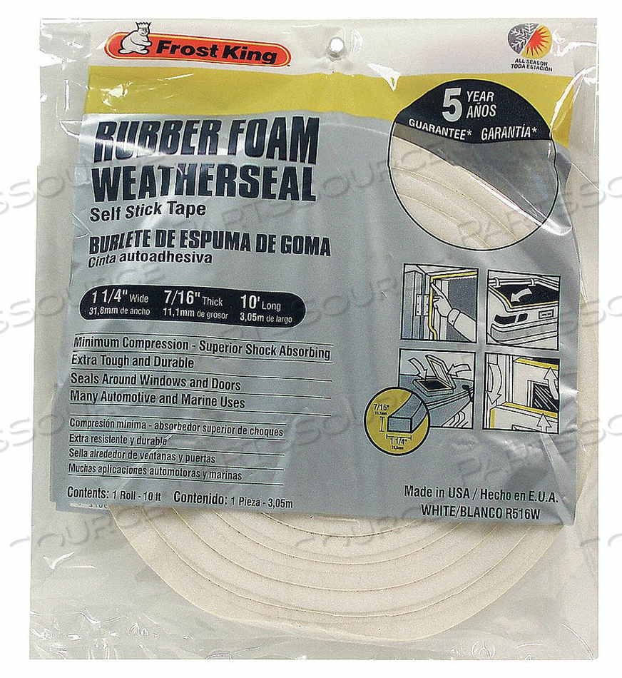 H3959 SPONGE RUBBER FOAM TAPE 1-1/4IN.X10 FT. by Thermwell Products Co., Inc.