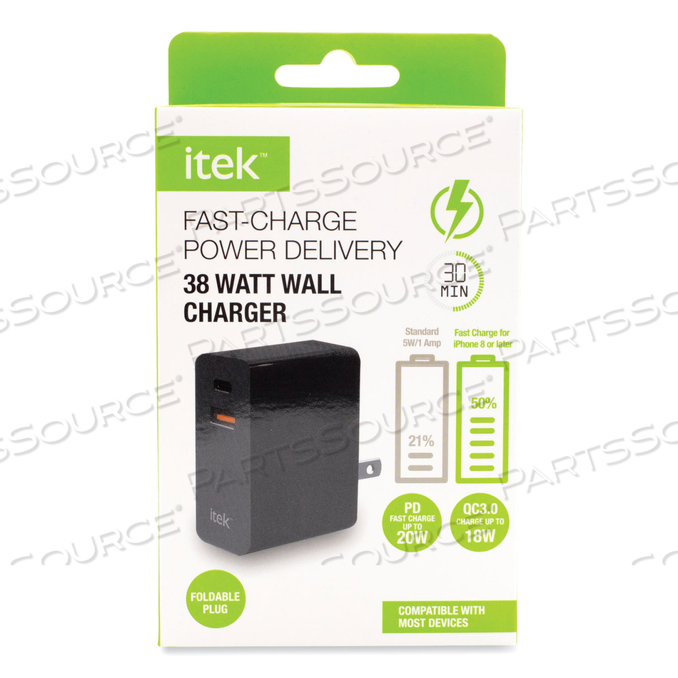 WALL CHARGER, 38 W, USB-C, BLACK 