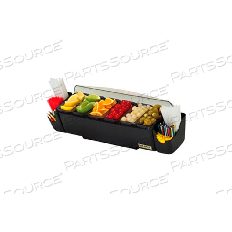 DOMED GARNISH CENTER, (6) 1 PINT TRAYS, (2) STRAW CADDIES by San Jamar DOMED GARNISH CENTER, (6) 1 PINT TRAYS, (2) STRAW CADDIES by San Jamar