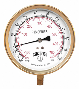 COMPOUND GAUGE 4-1/2 DIAL SIZE GRAY by Winters Instruments