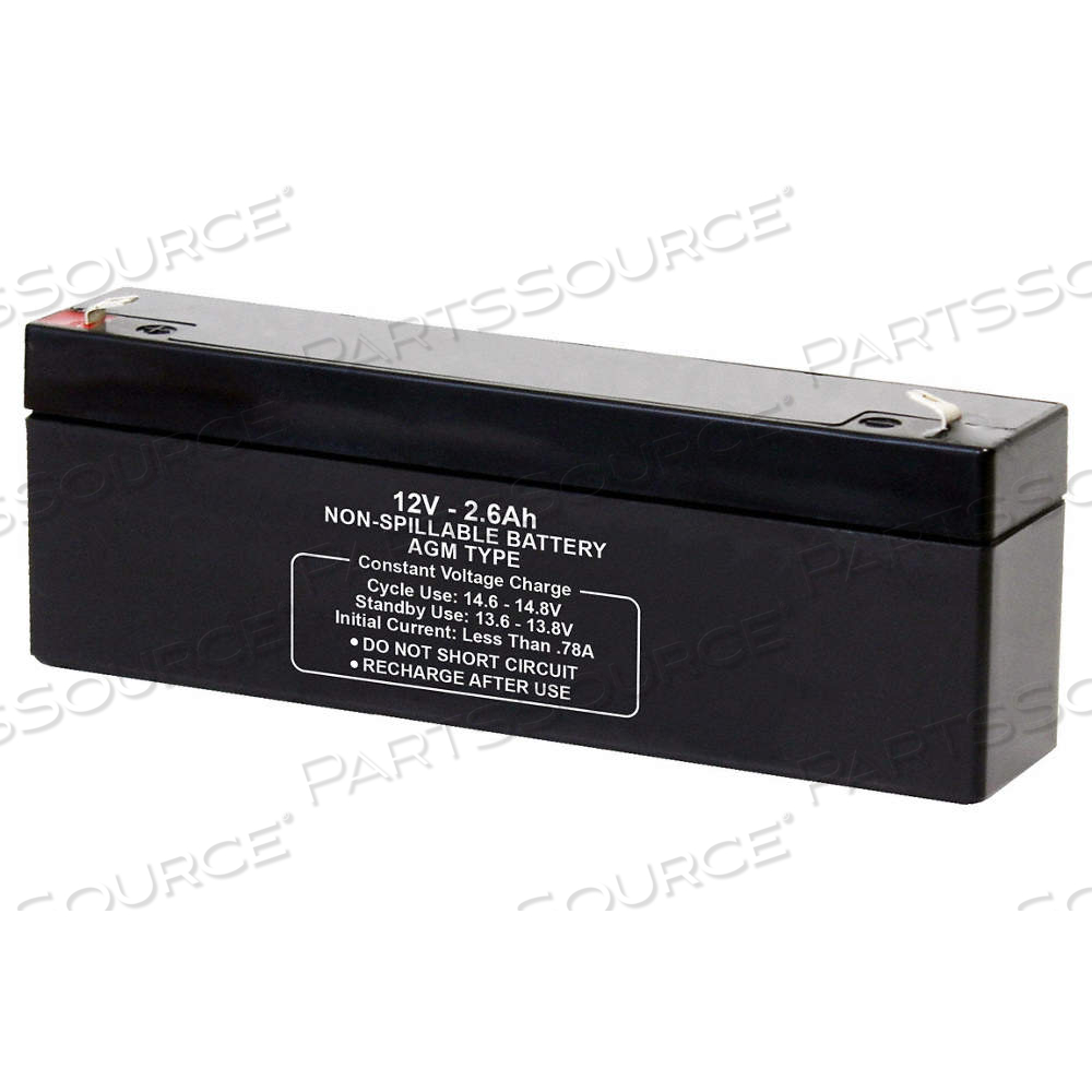 SEALED LEAD ACID BATTERY, 12V DC, 2.6 AH CAPACITY, 2.4 IN HT, 1.4 IN WD, 7.01 IN DP by Approved Vendor SEALED LEAD ACID BATTERY, 12V DC, 2.6 AH CAPACITY, 2.4 IN HT, 1.4 IN WD, 7.01 IN DP by Approved Vendor