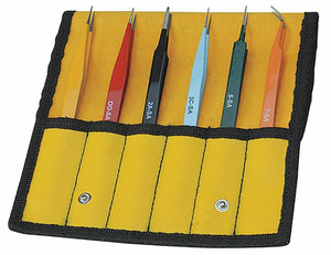 COLOR CODED TWEEZERS SET 6 PC by Aven