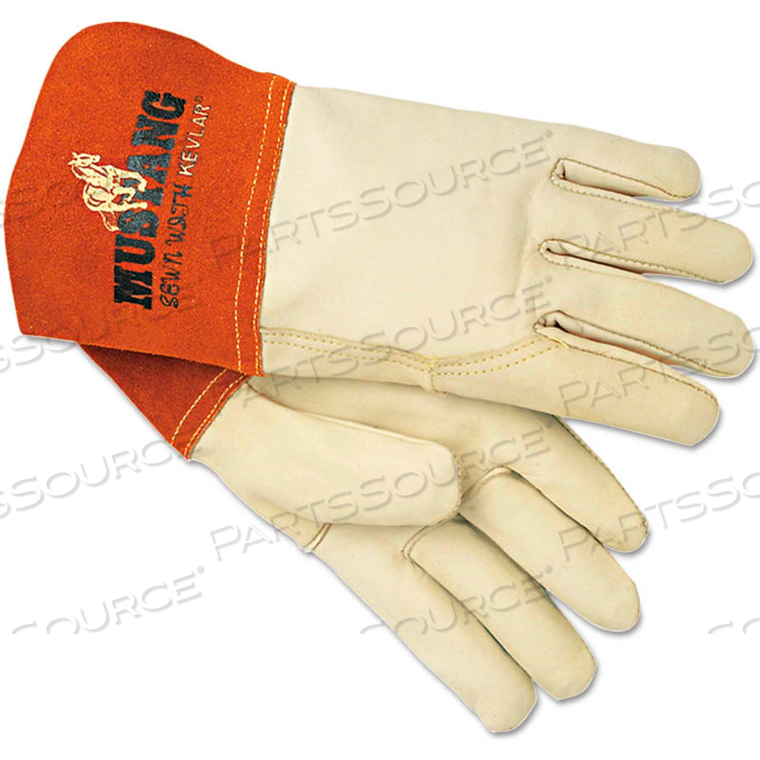 4950L MUSTANG MIG/TIG WELDING GLOVES, LEATHER, BEIGE, LARGE, 12 PAIRS 