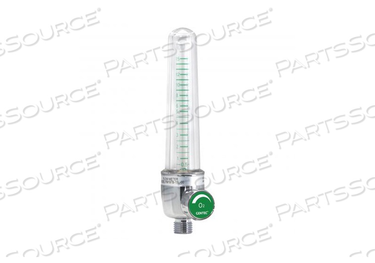 MEDICAL OXYGEN FLOWMETER, 100 LPM, 100 PSIG, ALUMINUM BODY, STAINLESS STEEL BALL FLOAT, POLYCARBONATE HOOD AND METER, 6 IN by Genstar Technologies