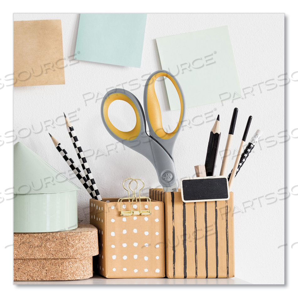 TITANIUM BONDED SCISSORS, 8" LONG, 3.5" CUT LENGTH, GRAY/YELLOW STRAIGHT HANDLE by Westcott