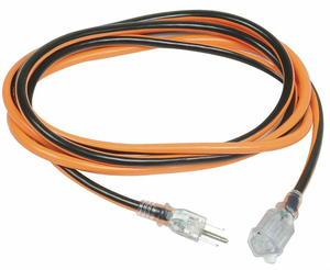 POWER CORD EXTENSION, 10 FT, 15 A, 125 VAC, 14 AWG, NEMA 5-15P TO NEMA 5-15R, ORANGE WITH BLACK STRIPE by Power First
