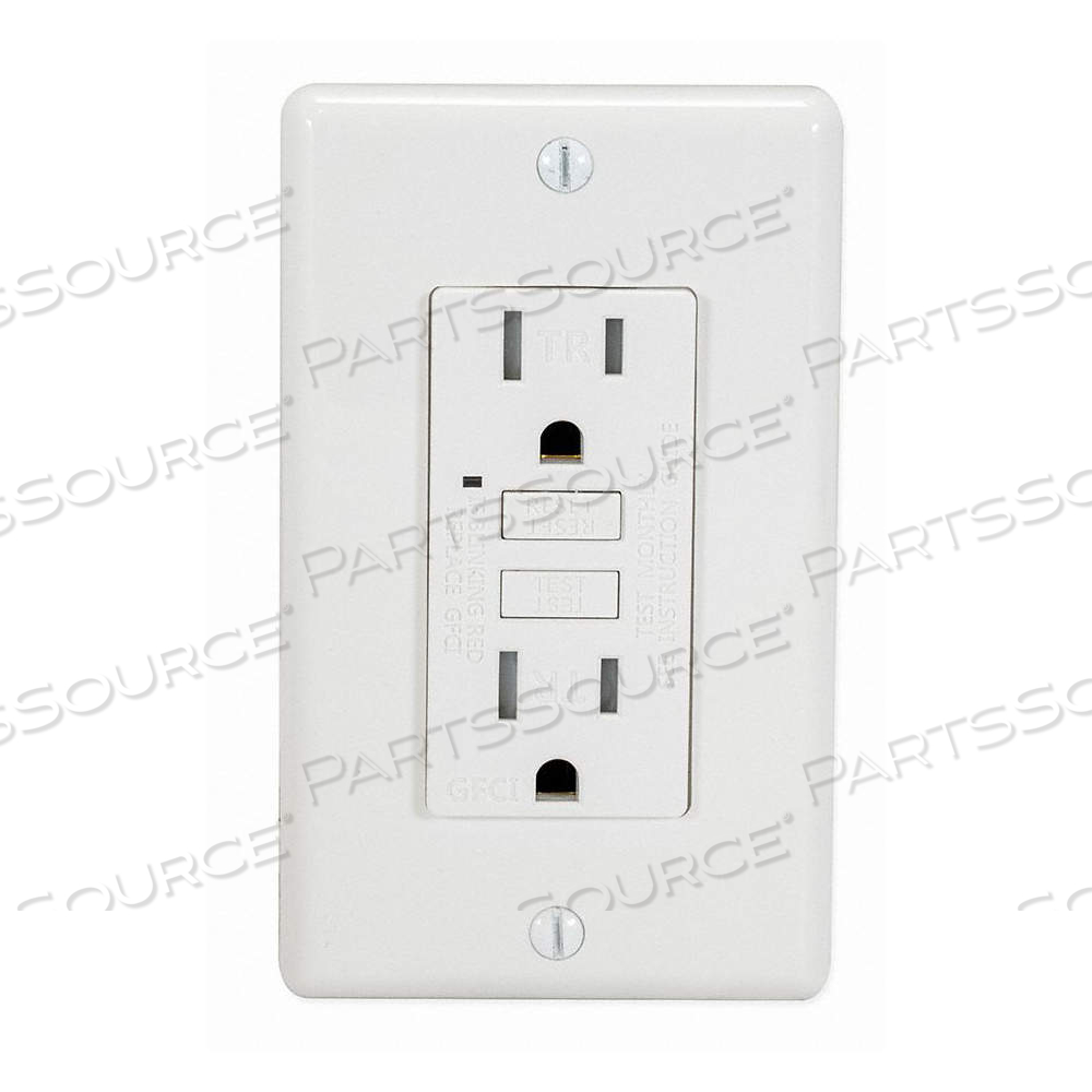 GFCI RECEPTACLE, DUPLEX, WHITE, 5-15R, 15 A, 125V AC, 2 POLE / 3 WIRE, GEN USE by Approved Vendor GFCI RECEPTACLE, DUPLEX, WHITE, 5-15R, 15 A, 125V AC, 2 POLE / 3 WIRE, GEN USE by Approved Vendor