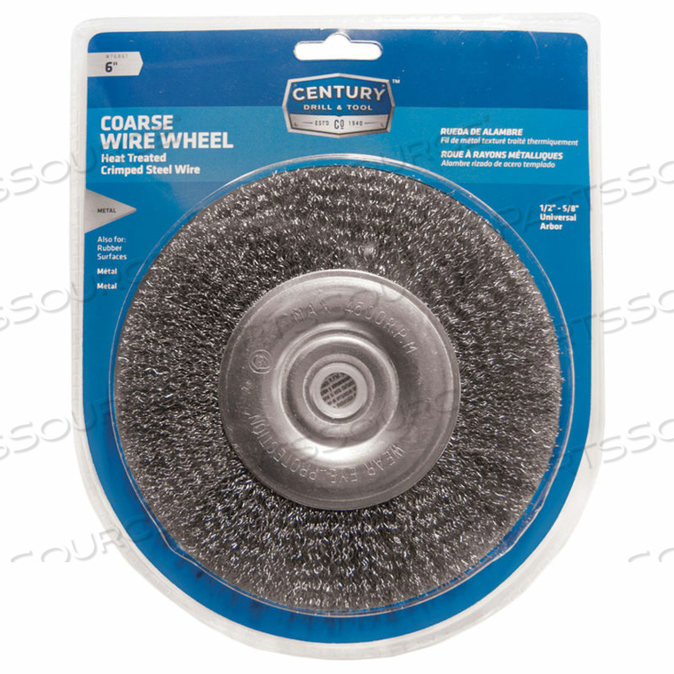 BENCH GRINDER WIRE WHEELS 6" DIA. STEEL CRIMPED by Century Drill And Tool