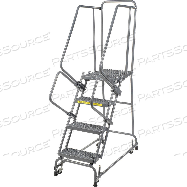 GRIP 16"W 4 STEP STEEL ROLLING LADDER 21"D TOP STEP by Ballymore