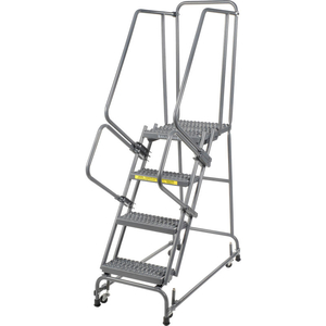 GRIP 16"W 4 STEP STEEL ROLLING LADDER 21"D TOP STEP by Ballymore GRIP 16"W 4 STEP STEEL ROLLING LADDER 21"D TOP STEP by Ballymore