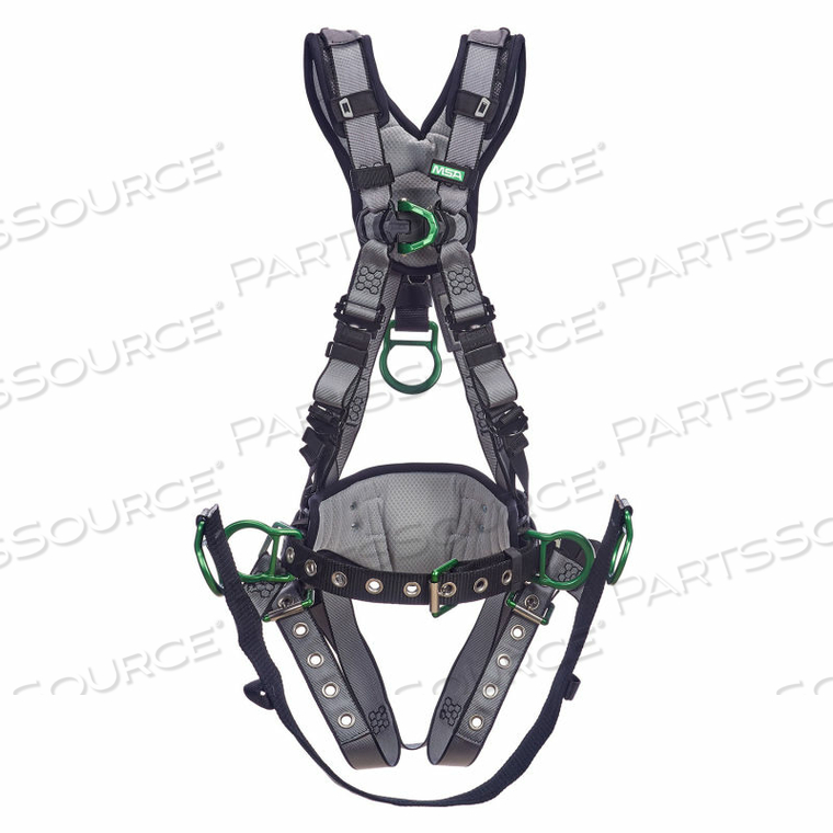 DERRICK HARNESS, BACK, CHEST & HIP D-RINGS, TONGUE BUCKLE LEG STRAPS, XL by MSA Safety Sales, LLC