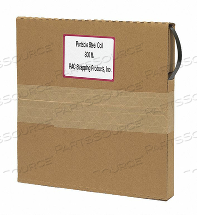 PORTABLE STEEL STRAPPING, REPLACEMENT COIL IN SELF DISPENSING CARTON, 3/4" X .020" X 300' by PAC Strapping Products Inc.