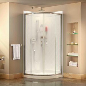 PRIME 34 3/8" X 34 3/8" SHOWER ENCLOSURE BASE & QWALL-4 SHOWER BACKWALL KIT by Dreamline