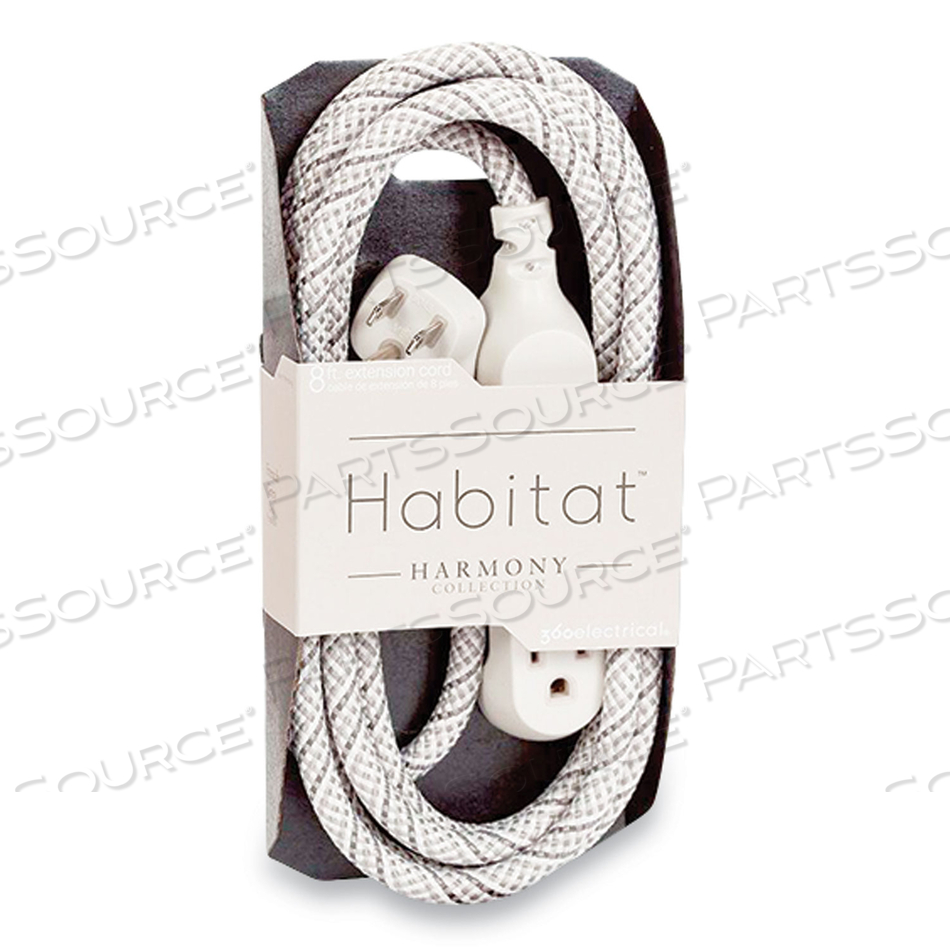 HABITAT ACCENT COLLECTION BRAIDED AC EXTENSION CORD, 8 FT, 13 A, FRENCH GRAY 